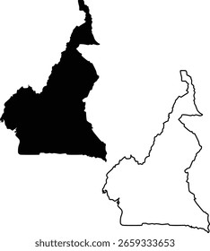 Cameroon country map silhouette flat and outline design