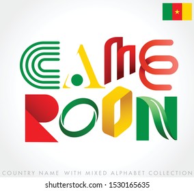 Cameroon : Country name with mixed alphabets isolated on white background : Vector Illustration
