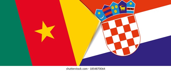 Cameroon and Croatia flags, two vector flags symbol of relationship or confrontation.