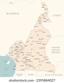 Cameroon - detailed map with administrative divisions country. Vector illustration