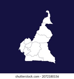 cameroon detailed white map isolated on dark blue background 