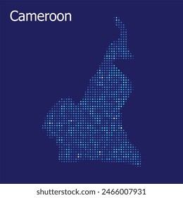 cameroon dotted map with blue bg	