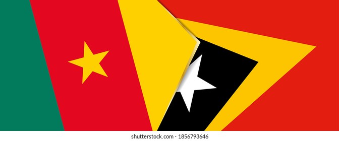 Cameroon and East Timor flags, two vector flags symbol of relationship or confrontation.