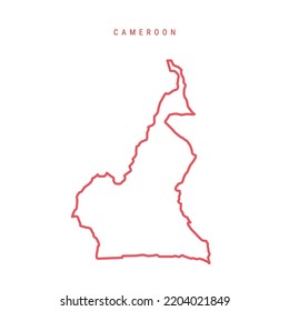 Cameroon editable outline map. Cameroonian red border. Country name. Adjust line weight. Change to any color. Vector illustration.