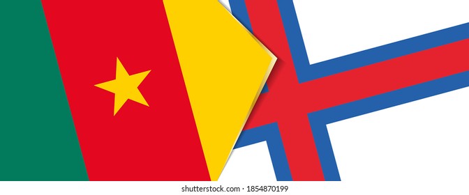 Cameroon and Faroe Islands flags, two vector flags symbol of relationship or confrontation.