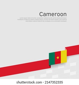 Cameroon flag background. State patriotic banner, cover. Ribbon color flag of cameroon on a white background. National poster. Vector tricolor flat design