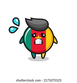cameroon flag badge mascot character with afraid gesture , cute style design for t shirt, sticker, logo element - Powered by Shutterstock - Get 15% off with code: PIKWIZARD15