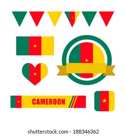Cameroon flag, banner and icon patterns set illustration