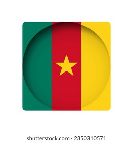 Cameroon flag - behind the cut circle paper hole with inner shadow.