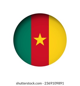 Cameroon flag - behind the cut circle paper hole with inner shadow.