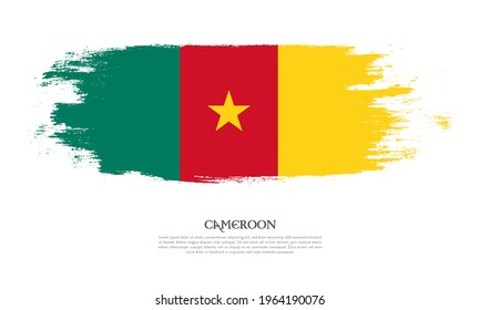 Cameroon flag brush concept. Flag of Cameroon grunge style banner background