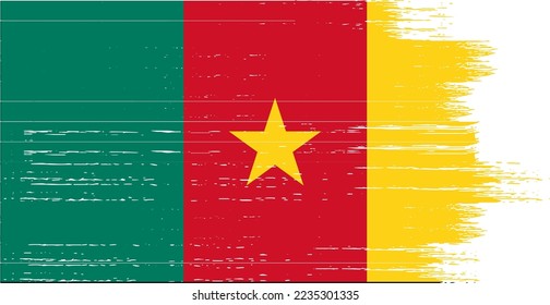 Cameroon flag with brush paint textured  on  white background