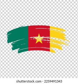 Cameroon flag with brush paint textured isolated on png or transparent background, Symbol of Azerbaijan, template for banner, promote, design.