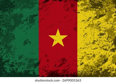 Cameroon flag brush stroke grunge style background layout. Vector illustration.