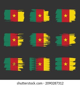 Cameroon flag brush strokes painted 