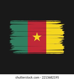 Cameroon Flag Brush Strokes Painted