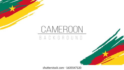 Cameroon flag brush style background with stripes. Stock vector illustration isolated on white background.