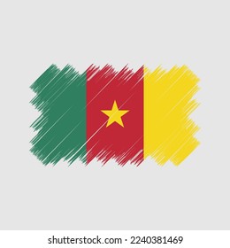 Cameroon Flag Brush Vector Illustration