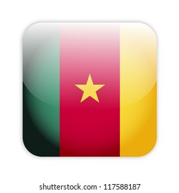 Cameroon flag button on white