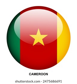 CAMEROON flag button on white background