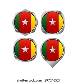 Cameroon flag button vector drawing