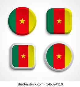 Cameroon flag buttons  set on the white background, vector illustrations