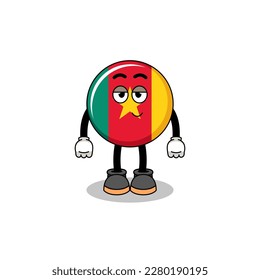 cameroon flag cartoon couple with shy pose , character design