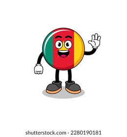 caricatura de bandera de camerún haciendo gesto de mano de onda , diseño de personaje