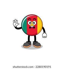 cameroon flag cartoon illustration doing stop hand , character design