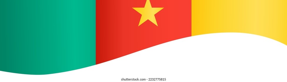 Cameroon flag flying on white background