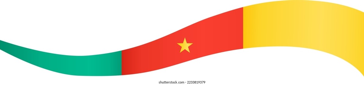 Cameroon flag flying on white background