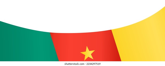 Cameroon flag flying on white background