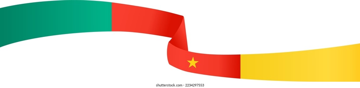 Cameroon flag flying on white background