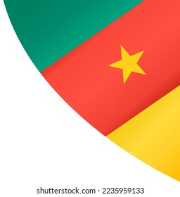 Cameroon flag flying on white background
