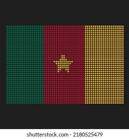Cameroon flag with grunge texture in dot style. Abstract vector illustration of a flag with halftone effect for wallpaper. Happy Independence Day background concept