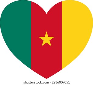 Cameroon flag in heart shape isolated  on  transparent  background