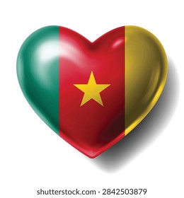 CAMEROON Flag Heart Shape Vector, Love CAMEROON National Symbol Design