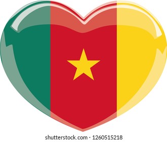 Cameroon flag, Heart vector, sticker, eps10