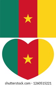 Cameroon flag, Heart vector, sticker, eps10