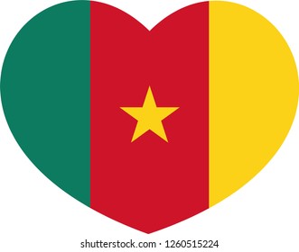 Cameroon flag, Heart vector, sticker, eps10