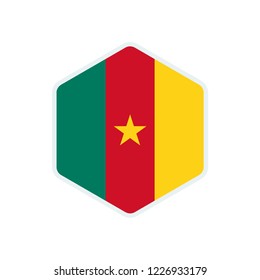Cameroon flag. Cameroon hexagon flag.