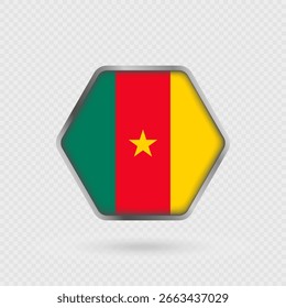 Cameroon flag in a hexagon frame.