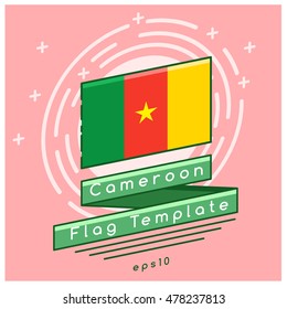 Cameroon Flag  : Flag Icon With Festive Background : Vector Illustration