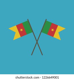 Cameroon flag icon in flat design. Independence day or National day holiday concept.