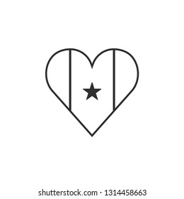Cameroon flag icon in a heart shape in black outline flat design. Independence day or National day holiday concept.