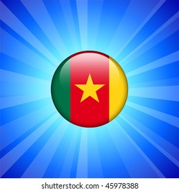 Cameroon Flag Icon on Internet Button Original Vector Illustration