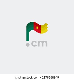 Cameroon flag icon. Original simple design of the cameroonian flag, map marker. Design element, template national poster with cm domain. State patriotic banner of cameroon. Vector illustration