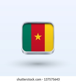 Cameroon flag icon square form on gray background. Vector illustration.