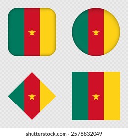 Cameroon Flag Icons Pack. Vector illustration.