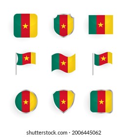 Cameroon Flag Icons Set Stylish Design